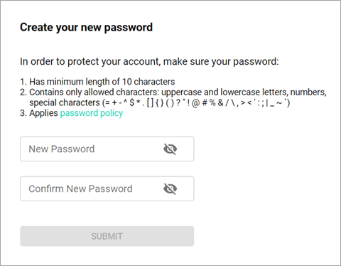 Create new password